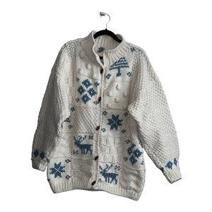 Vintage Hand Kitted Ruby Flynn Mid Length Button Sweater